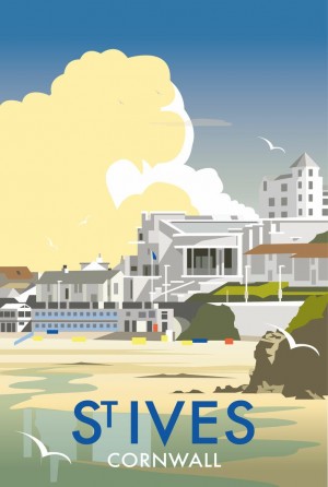 Saint Ives Cornwall vintage travel poster
